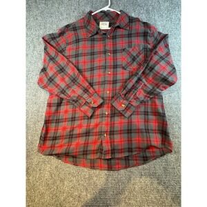 Field & Stream Men 2XL Red Gray Black Plaid Flannel Shirt Outdoor Camp Hiking